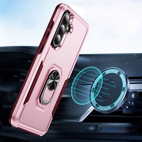 Stötresistent skal för Samsung Galaxy A56 med ringstöd i rosa Rosa