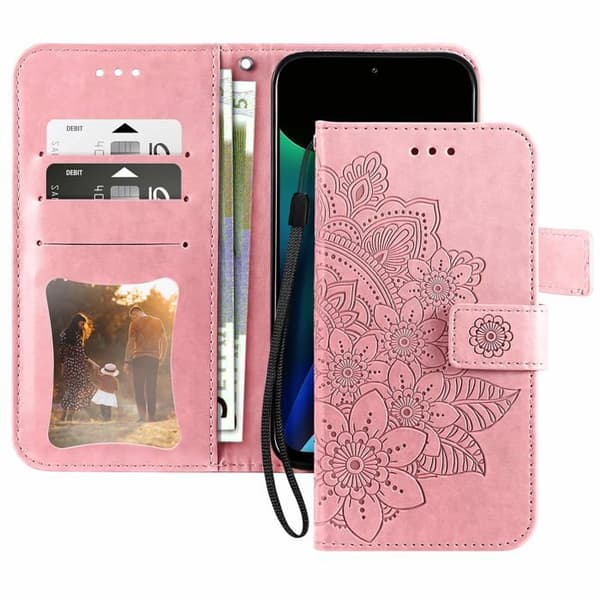 Pungetui til Xiaomi Redmi 17 Mandala-mønster med støtte i rosa Ros