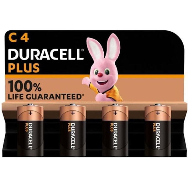 Duracell Plus Alkaline C -paristot, 1,5 V LR14 MN1400, 4 kpl pakkaus