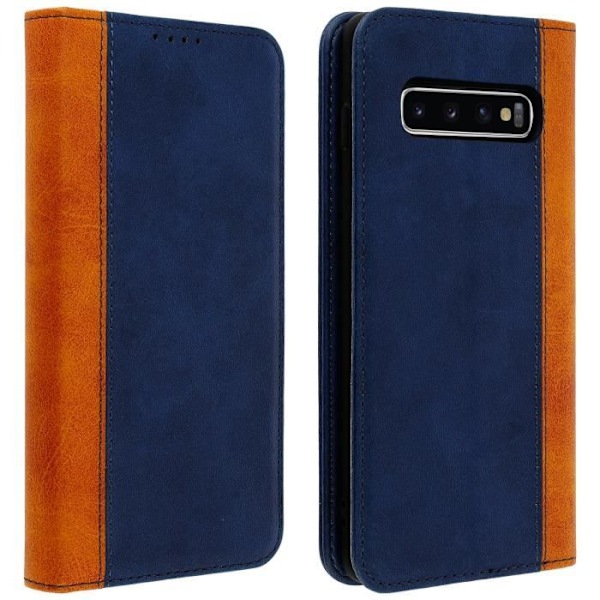 Galaxy S10 - AVIZAR - Folio-kotelo - Ekologinen nahka - Korttitila - Tukitoiminto Midnattsblå
