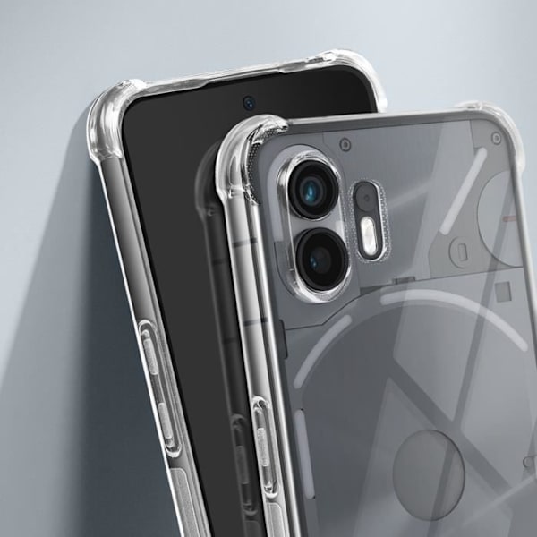 AVIZAR Nothing Phone 2 -puhelinkotelo - Pehmeä geelisilikoni - Iskunkestävät vahvistetut kulmat - Läpinäkyvä Transparent