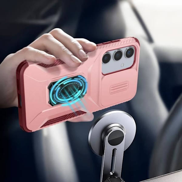 Taske til Samsung Galaxy S24 - AVIZAR - Ring Support Camera Cover - Fuchsia Rosa