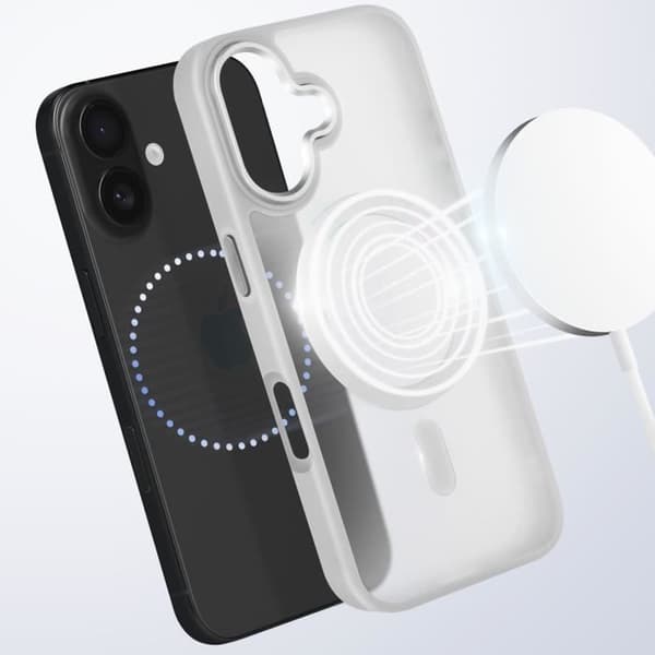 Coque MagSafe för iPhone 16 Matt Frostad Baksidan Grå Kontur Grå