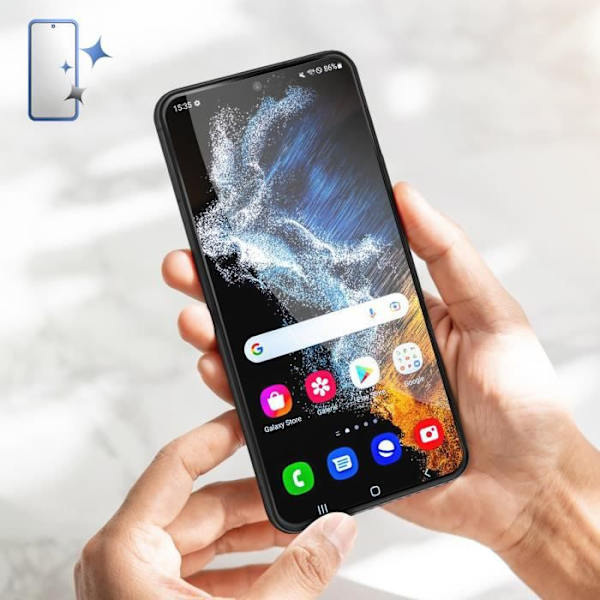 Skärmskydd - AVIZAR - Härdat glas - Samsung S22 Plus - Hårdhet 9H - Ultratunn Svart