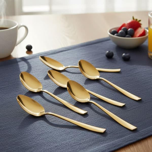 Dessertskeer - CHEFFINGER - Sæt af 6 - Rustfrit Stål - Gyldne - 14.5cm Gul