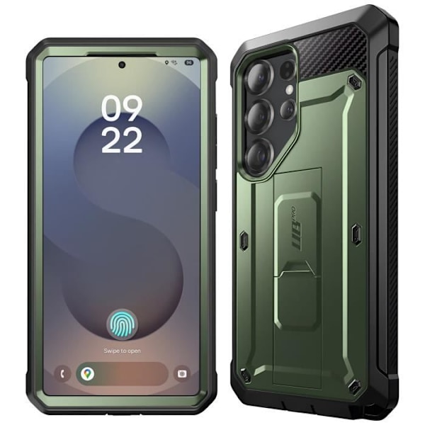 Heltäckande fodral för Samsung S25 Ultra Stöttåligt Ställbart Stöd Supcase Mörkgrön Grön