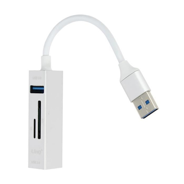 5 i 1 USB-hubb: 3 USB-portar och LinQ MicroSD SD-kortläsare Silver