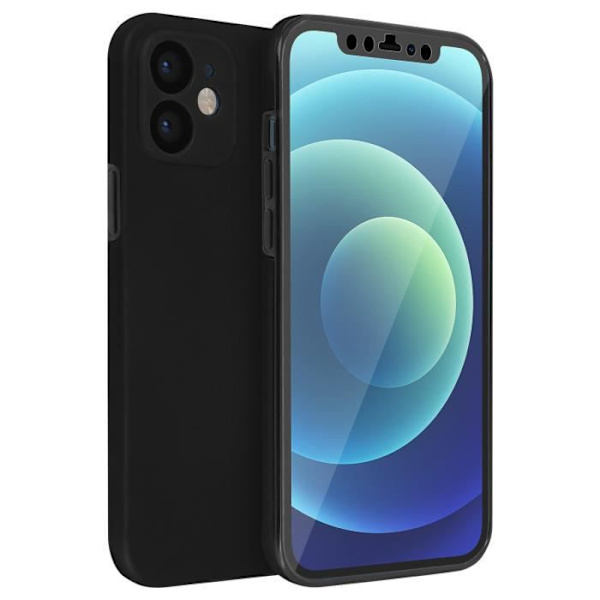 Coque - Apple - iPhone 12 Mini - Hård Bagbeskyttelse - Blød Frontbeskyttelse - Sort Svart