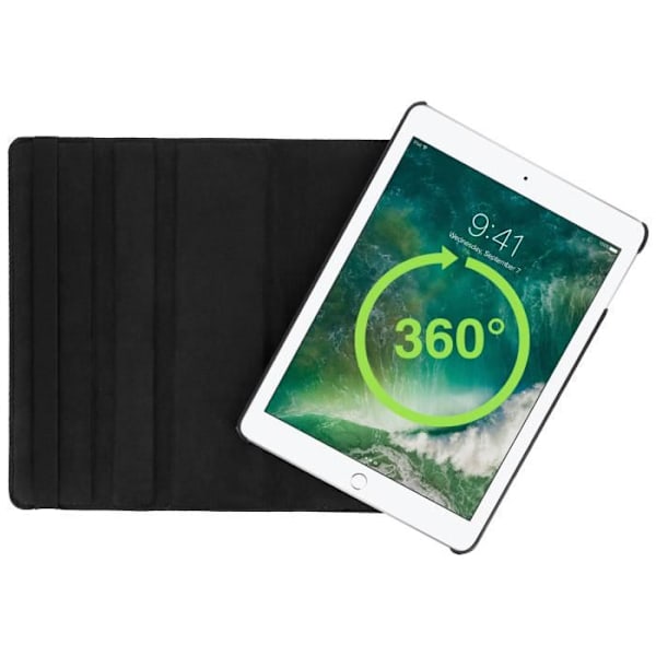 Kotelotasku - Apple - iPad 9.7 (2017) - Musta - Käännettävä tuki 360° - Täydellinen suojaus Svart