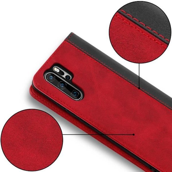 Porteføljeetui - AVIZAR - Huawei P30 Pro - Øko-læder - Rød - Video støtte Röd