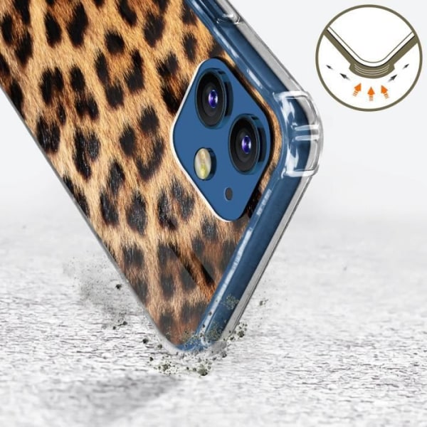 iPhone 12 ja 12 Pro -kotelo, jossa Leopard Pattern Neck Chain Guess Orange