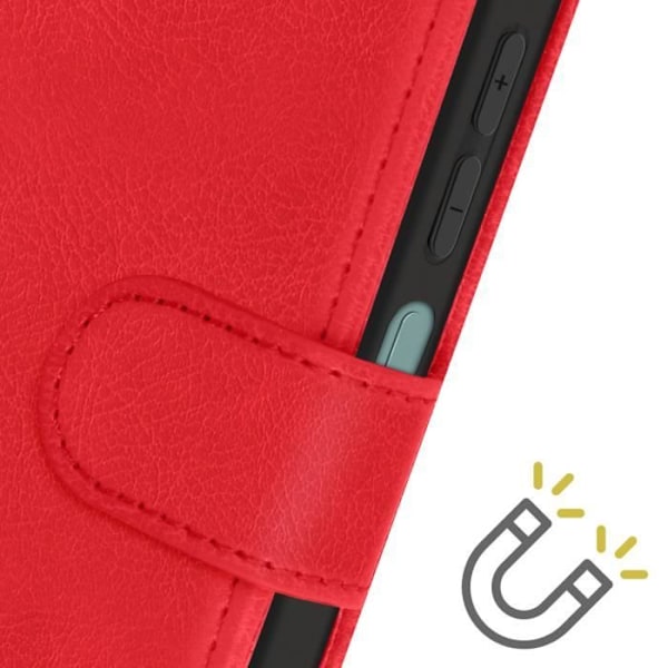 Taske til Oppo A79 Håndledsrem Flip Wallet Stand Red Röd
