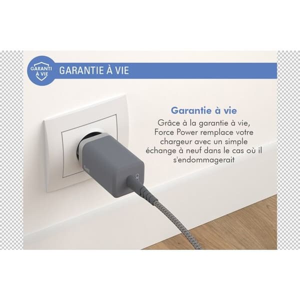 Lader hjemme Force Power USB C 65W til smartphone Mørkegrå Kolgrå