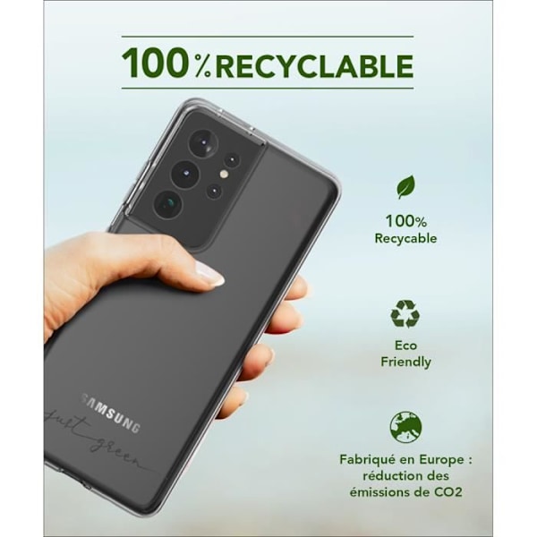 Coque - JUST GREEN - Samsung G S21 Ultra 5G - Kierrätettävä - Läpinäkyvä - Pehmeä Transparent
