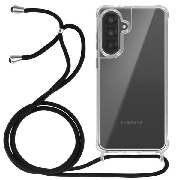 Siliconfodral för Galaxy A37 med 70 cm transparent nylonflätad snodd Vit