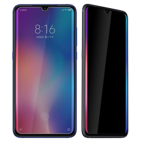 Beskyttelsesfilm - AVIZAR - Xiaomi Mi 9 - Hærdet glas - Anti-spion - Sort Svart