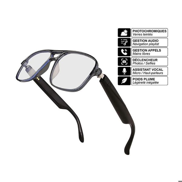 Bluetooth Smart Briller Model Sharp med Integreret Lyd Ultra Let Sort