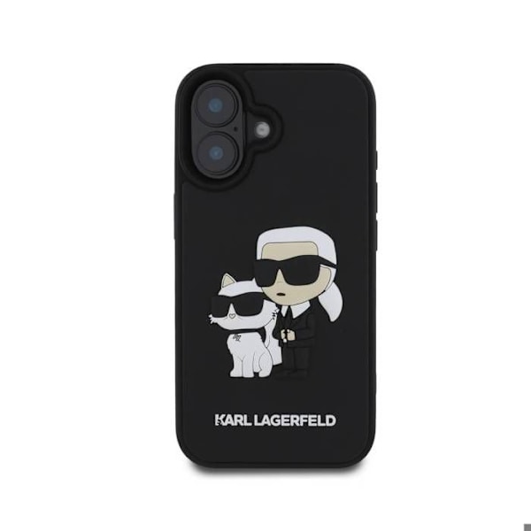 Coque til iPhone 16 3D Karl og Choupette Forstærket Karl Lagerfeld Sort Svart