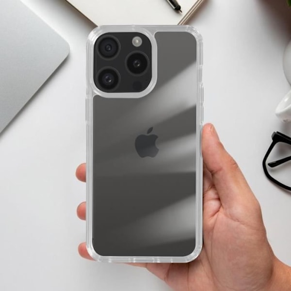 AVIZAR Suojakuori iPhone 15 Pro Maxille - Kova kristalliselkä ja iskunkestävä pehmeä muoto Vit