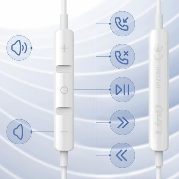 Kablede hovedtelefoner - LINQ - 3,5 mm stik - Integreret mikrofon - Håndfrit sæt - Hvid Vit