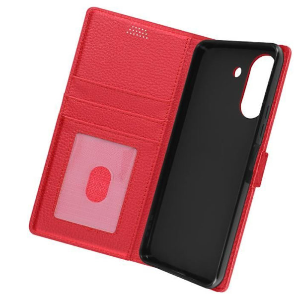 Fodral till Xiaomi Redmi 13C - AVIZAR - Videosupportplånbok - Röd - Halvstyv - Smidig Röd