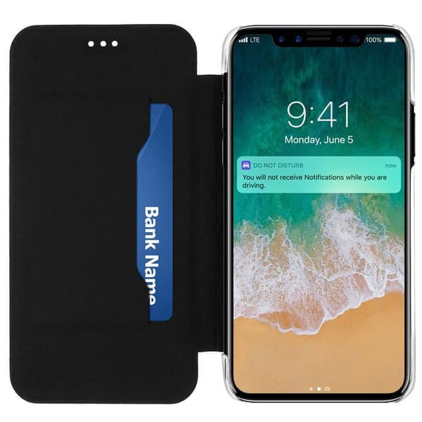 Portemonneeetui - AKASHI - iPhone X / XS - Øko-læder - Trykt Eiffeltårn - Sort Svart