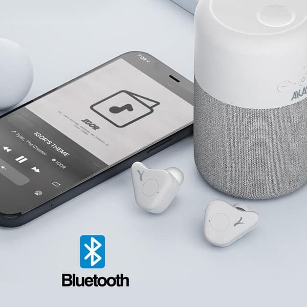 Kit Audio 2 i 1 - Akashi - Bluetooth-högtalare 5W - Trådlösa hörlurar - Bluetooth 5.1 - Batteritid 70h Vit