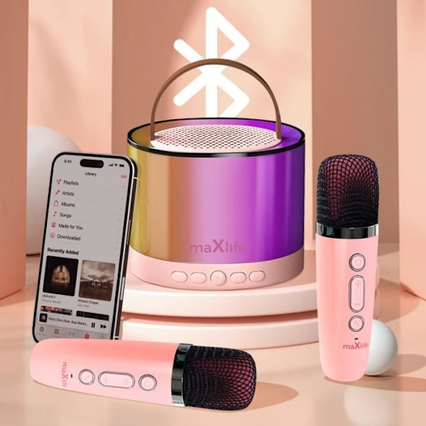 Bluetooth-højttaler med Dobbelt Mikrofon Bærbar Autonomi 5 timer Maxlife Powder Pink Rosa