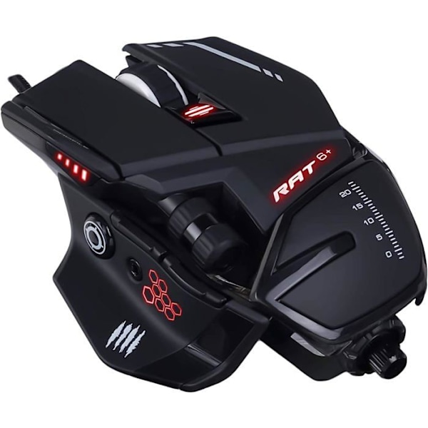 Mad Catz Rat 6+ USB Wired Gamer Mus - Ergonomisk mus 11 programmerbara knappar - Pixart3360 12000 DPI optisk sensor - sur