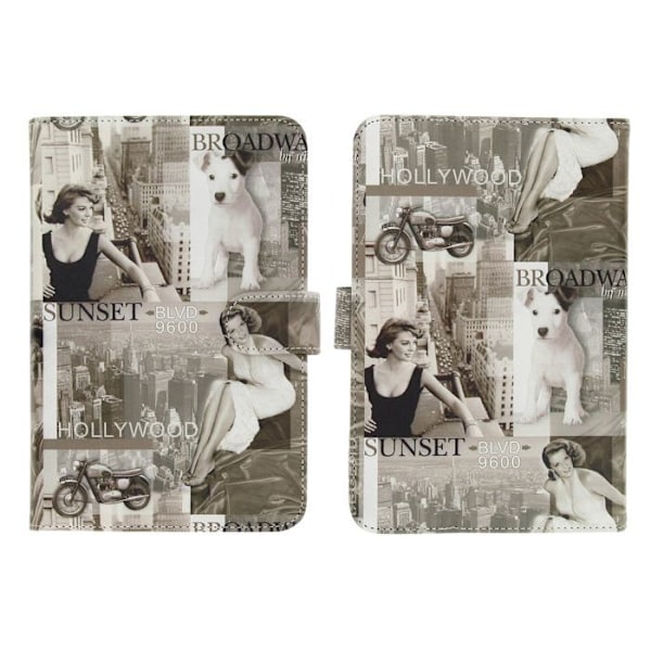 Housse Etui Folio Akashi Design Hollywood Tablet 7'' till 8''' Grå