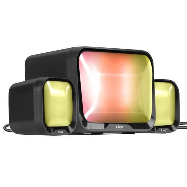 Bluetooth PC-højttaler - LinQ - Sort model - Jack 3,5 mm - RGB-belysning - Kompakt Svart