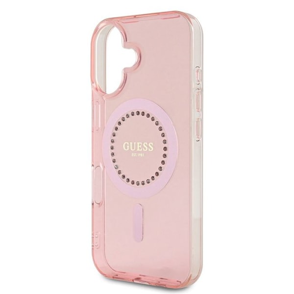 Coque Guess IML Strass MagSafe for iPhone 16 (Vaaleanpunainen)