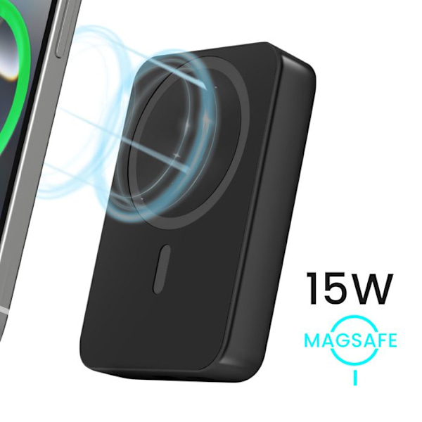 Batteri Eksternt MagSafe 10000mAh – USB-C port 20W og Fleksibel Støtte Bwoo Sort Svart