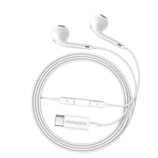 USB-C Trådade Hörlurar för Pixel 9 med Inbyggd Mikrofon Mayaxess Vit Vit