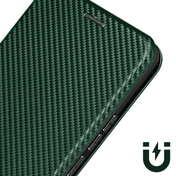 Fodral för Realme 11 Pro Plus och 11 Pro - AVIZAR - Carbon Wallet - Mörkgrön Grön