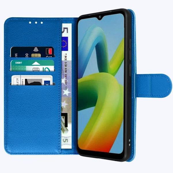 AVIZAR plånboksfodral till Xiaomi Redmi A1 - Blå - Videostöd - Sprucket utseende blå