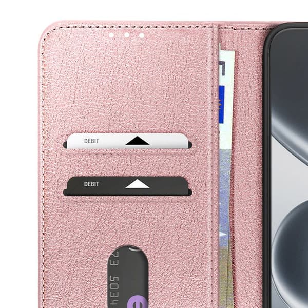 Pungetui til Redmi Note 15 Pro 5G Chesterfield Grainet Stativfunktion Rosa Ros