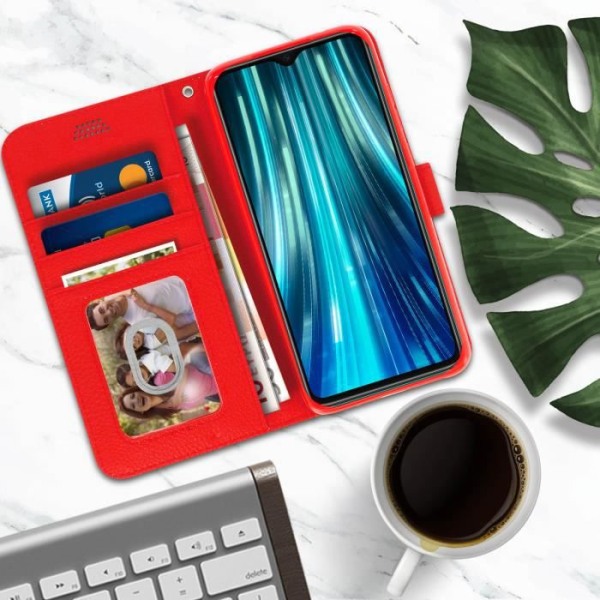 Folio Cover - AVIZAR - Xiaomi Redmi Note 8 Pro - Punainen - Pehmeä - Magneettinen Röd