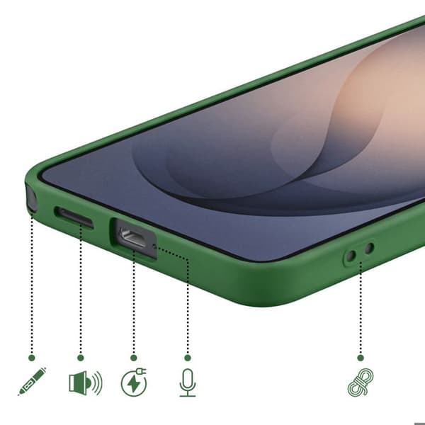 Silicone Soft-Touch Cover til Galaxy S26 Ultra med Mikrofiberforing Mørkegrøn Grön