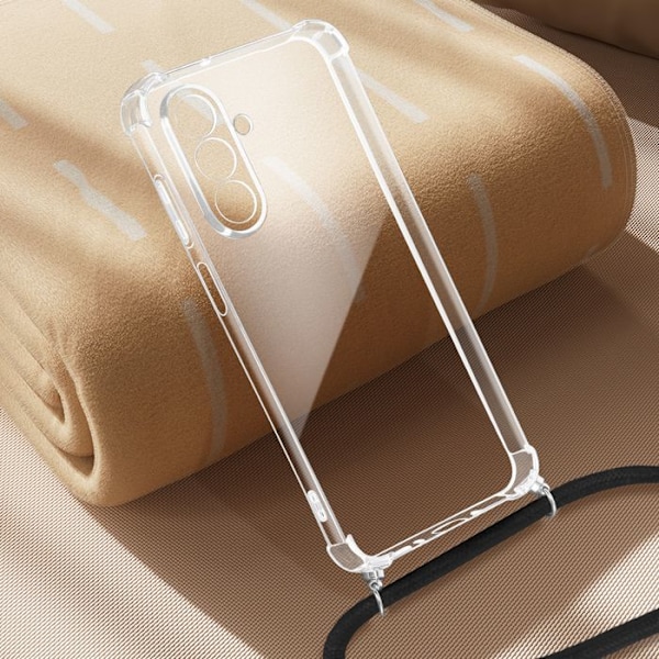 Coque til Samsung Galaxy A26 Silikone Stødabsorberende med Transparent Flettet Snor Vit