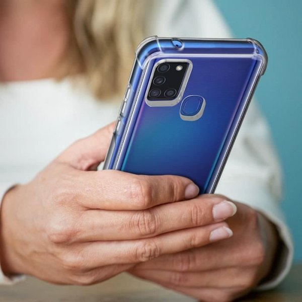 Suojapakkaus - AVIZAR - Samsung Galaxy A21s - Pehmeä kuori - Liimapinnoitettu lasi - 360° suojaus Transparent