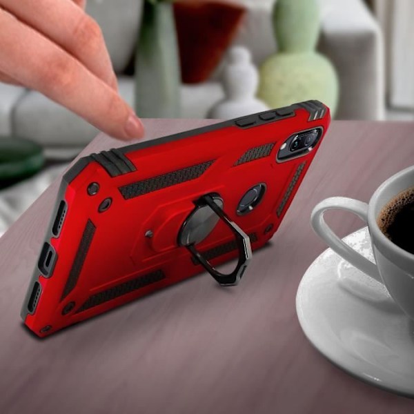 Coque beskyttelse - AVIZAR - Xiaomi Redmi Note 7 - Stødsikker to-materiale - Video støtte - Rød Röd