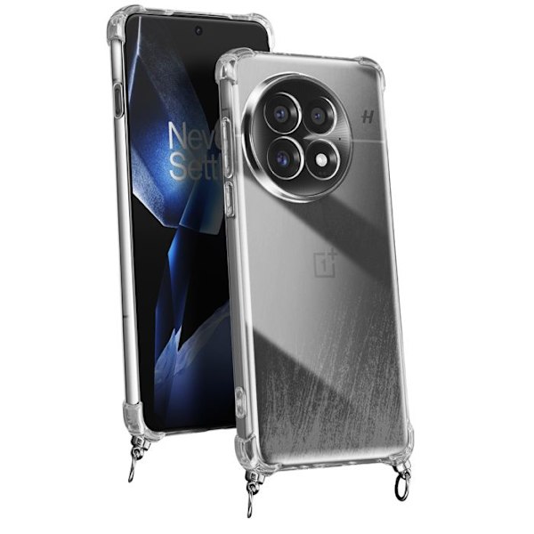 Coque til OnePlus 13 Silikone Antichok med Flettet Snor Gennemsigtig Vit