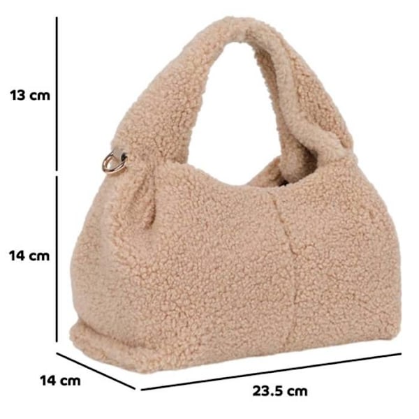 Naisille tarkoitettu karvoilla varustettu olkalaukku irrotettavalla hihnalla Gallantry taupe Beige
