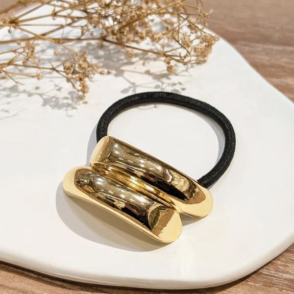 Hårbind - AVIZAR - Dobbelt Ringmanschet - Guld sort - Chic og Elegant - Volume Svart