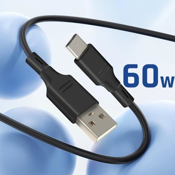 USB-C tänduttag - BLUESTAR - Kompakt modell - 20W Power Delivery - USB-C kabel 60W - Svart Svart