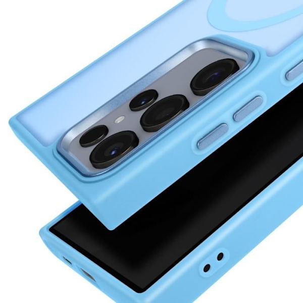 Coque MagSafe för Samsung Galaxy S24 Ultra Matt Frostad Baksida Ljusblå Kant Blå