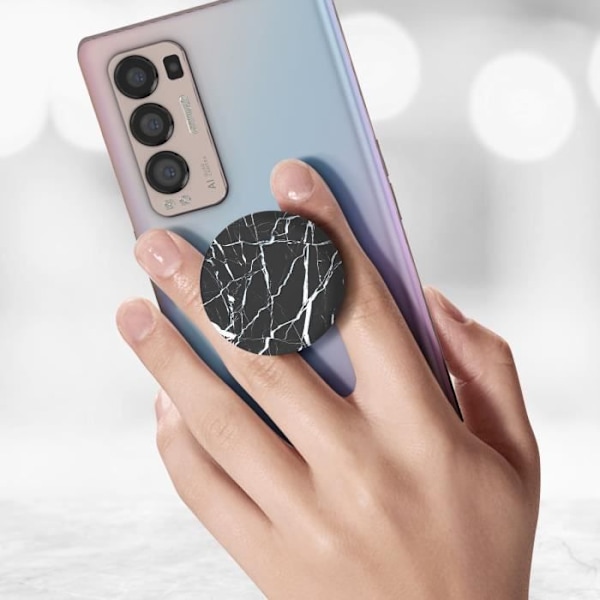 Smartphonetilbehør - POPSOCKETS - PopGrip - Sort marmordesign - Udtrækkelig - Videostøtte Svart