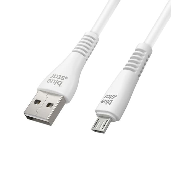 Micro-USB till USB-A 2A i flätad nylon 1.2m Blå Stjärna Svart Svart