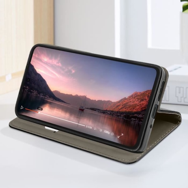 Motorola Moto G75 Etui Klap Portefeuille Magnetisk Støtte Sort Svart